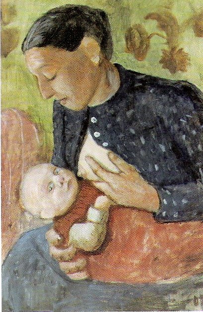 Nursing Mother by Paula Modersohn-Becker, c. 1903. A mother breastfeeding her infant, intimate and quiet.